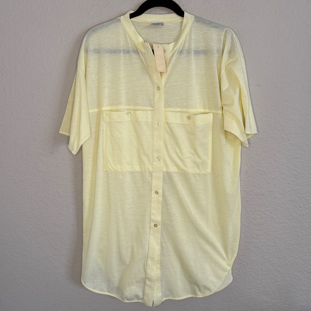 Vintage Deadstock Womens Medium Butter Yellow Tunic Utility Workwear Indie
